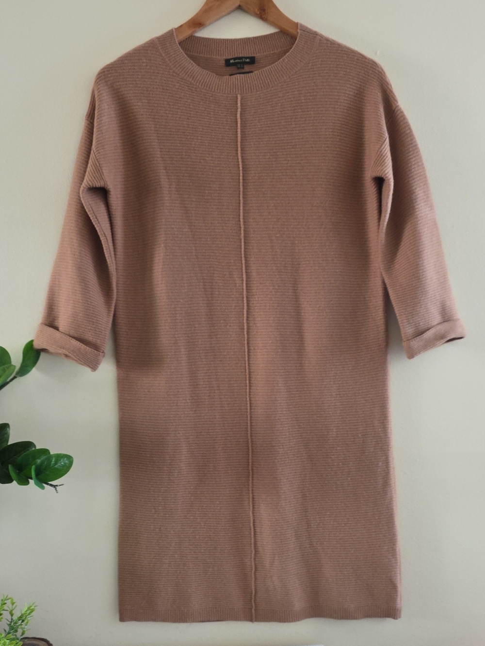 Massimo Dutti Wool Cashmere Jumper Knit Camel Dress Size XS